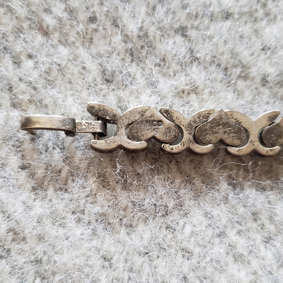 Sterling Silver heart bracelet 925 vintage chunky - Picture 5 of 6